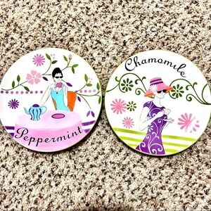 VTG Certified International Jennifer Brinley Coffee Girl 8” Plates EUC Set Of 2